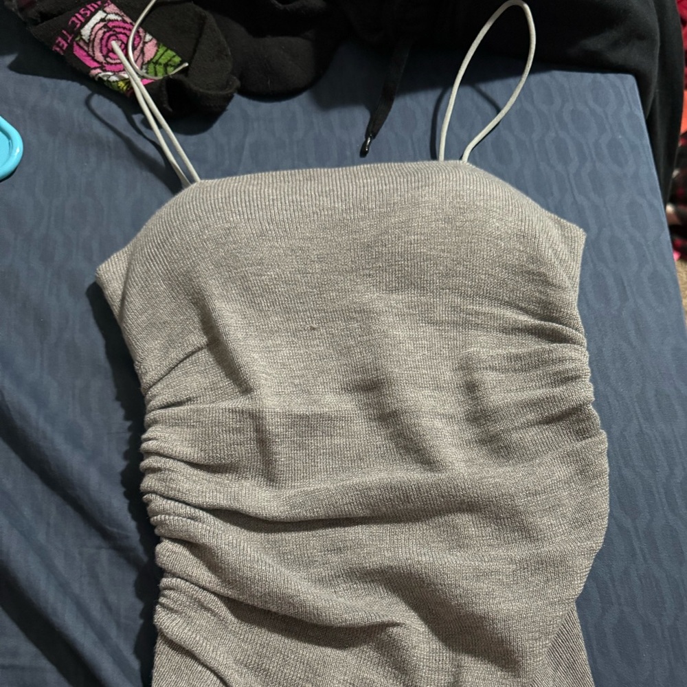 gray sweater material tank top